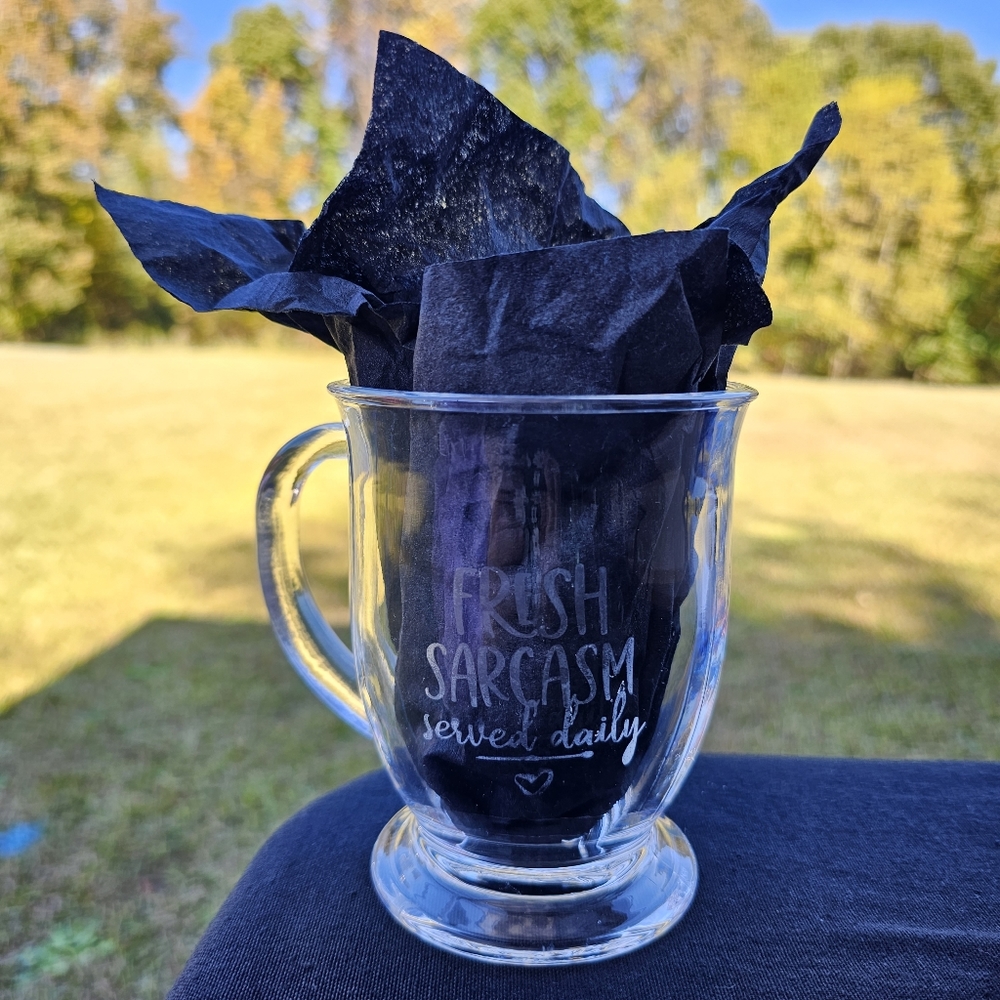 Handmade Beautiful Beacons Fresh Sarcasm Served Daily Glass Mug
